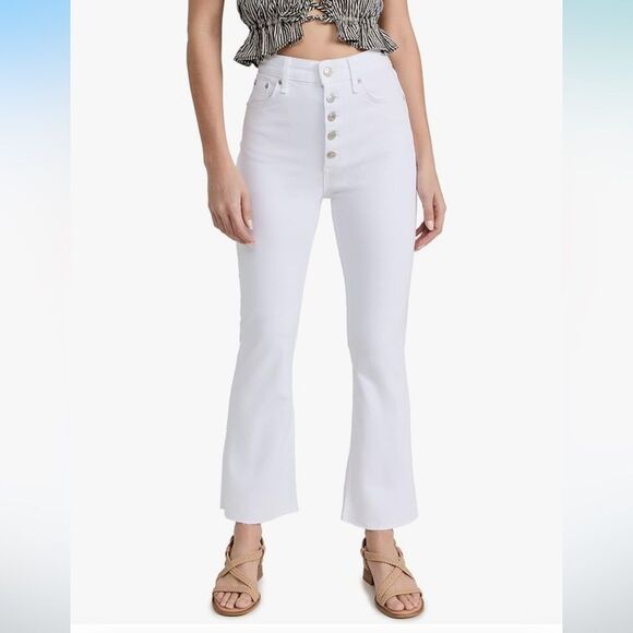 NWT Rag & Bone | Casey High Rise Ankle Cropped Flare White 25 - Picture 5 of 16